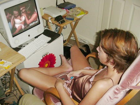 girls watching porn and and playing with themselves
