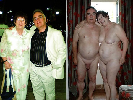 With and without clothes-mature couple.