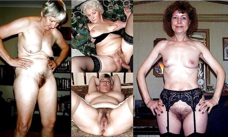Grannies show hairy pussy