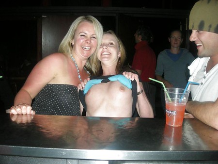 Drunk Girls Flashing Tits At The Bar